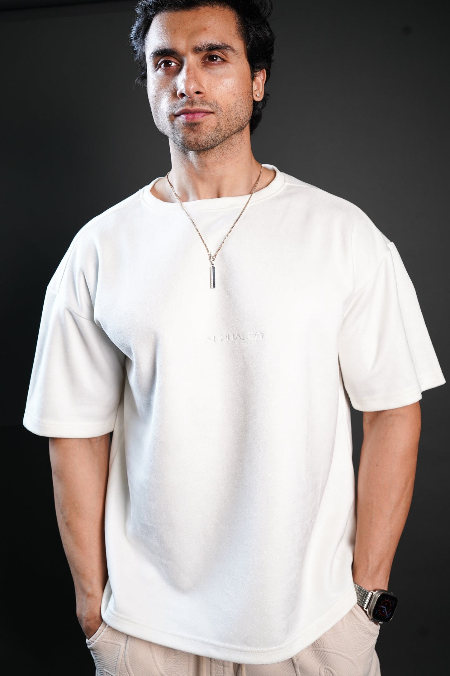 SUEDE EMBROIDERED OVERSIZED TSHIRT