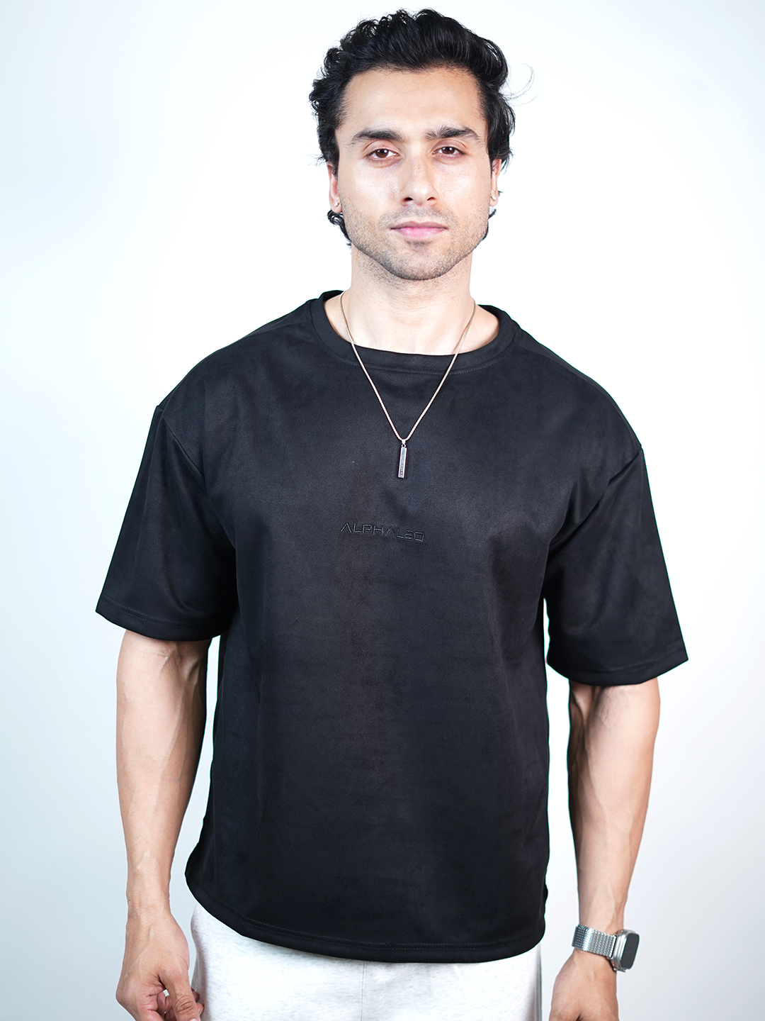 SUEDE EMBROIDERED OVERSIZED TSHIRT