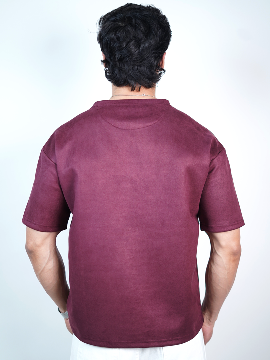 SUEDE EMBROIDERED OVERSIZED TSHIRT