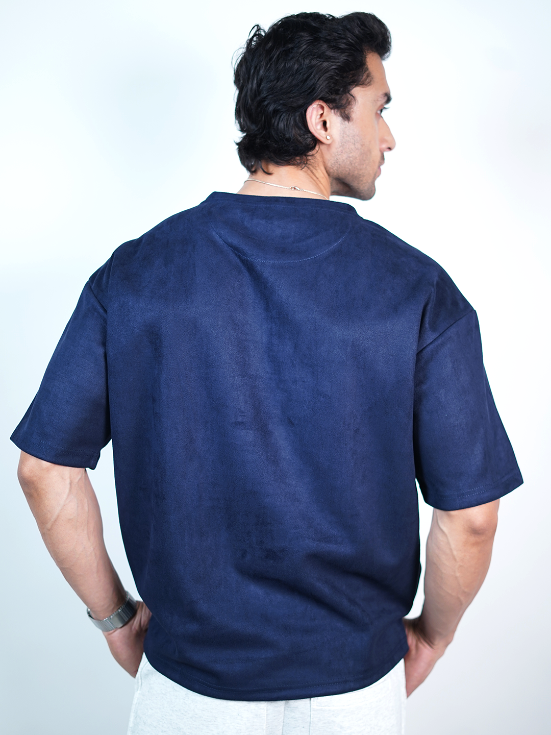 SUEDE EMBROIDERED OVERSIZED TSHIRT