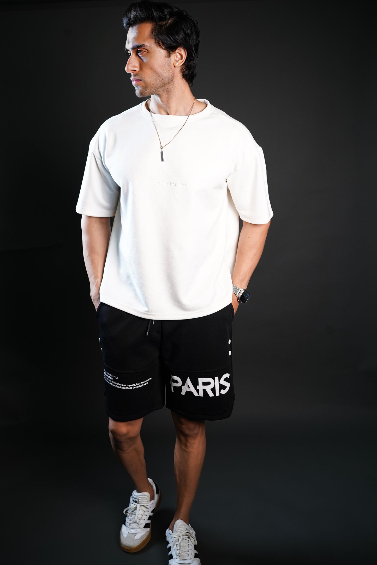 SUEDE EMBROIDERED OVERSIZED TSHIRT