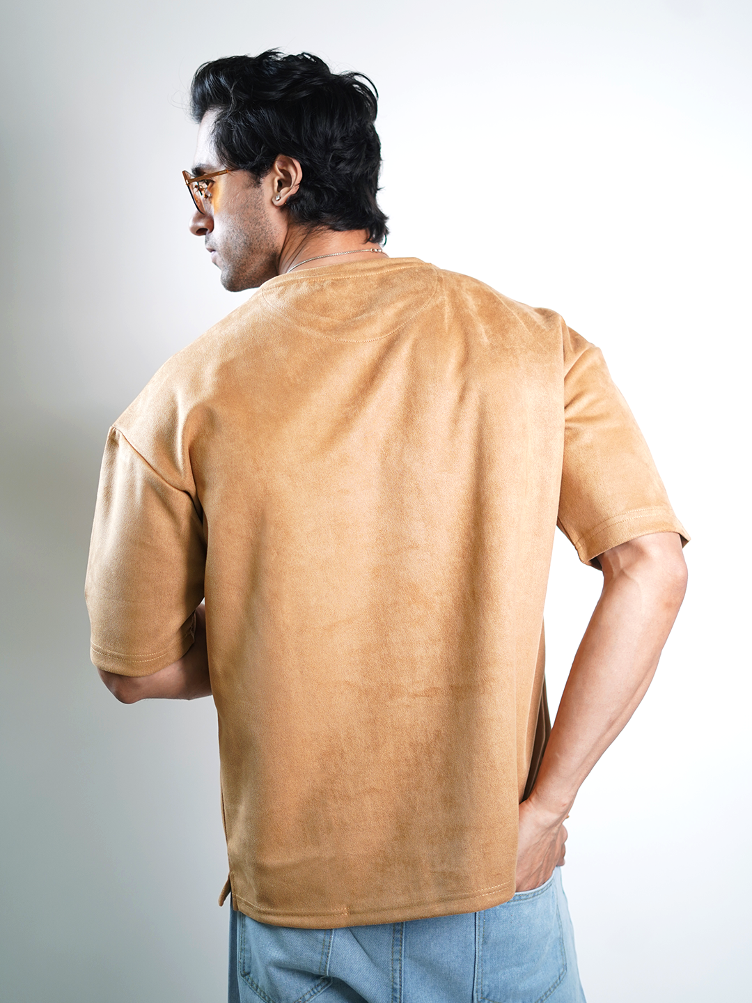SUEDE EMBROIDERED OVERSIZED TSHIRT