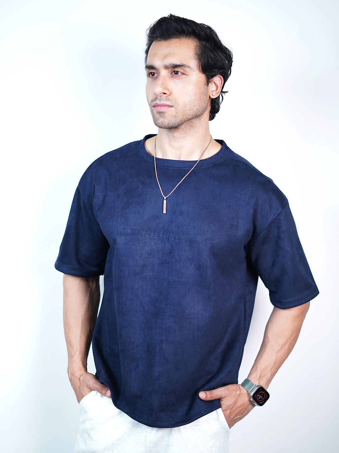 SUEDE EMBROIDERED OVERSIZED TSHIRT