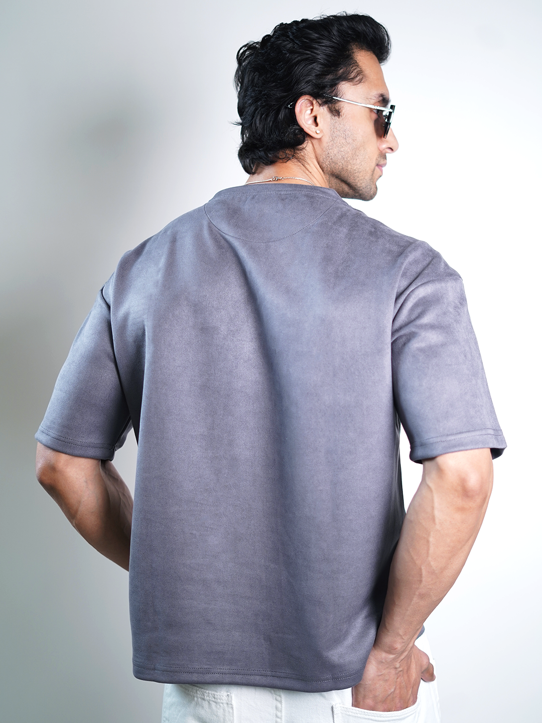 SUEDE EMBROIDERED OVERSIZED TSHIRT