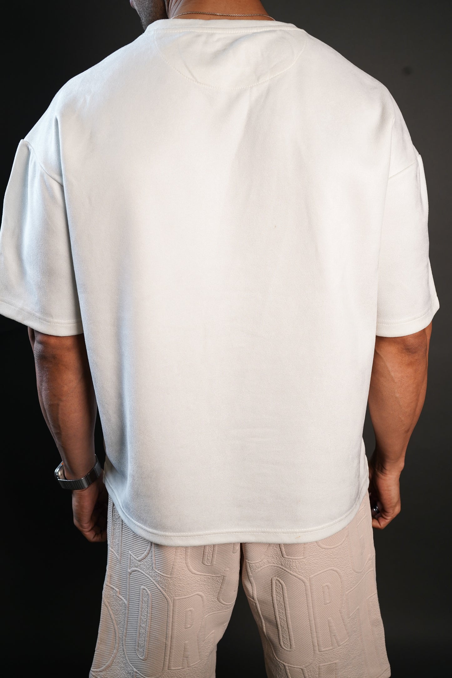 SUEDE EMBROIDERED OVERSIZED TSHIRT