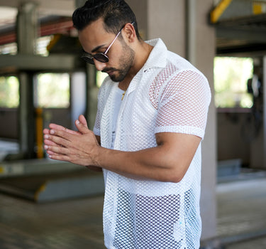 Bohemian Edition Crochet Cuban Collar shirt White