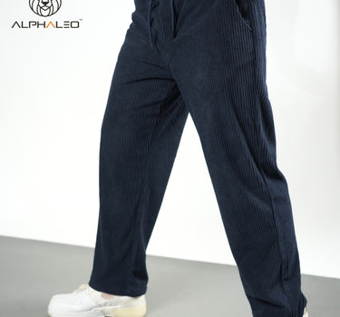 Korean Baggy Fit Corduroy Jogger Pants Navy