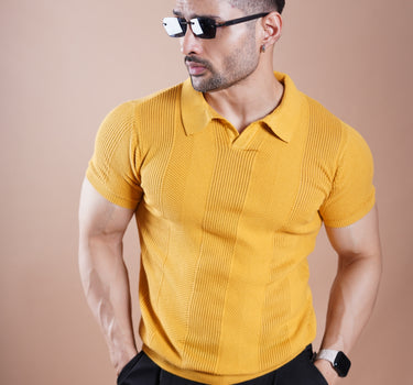 Madrid Knitted Polo Mustard