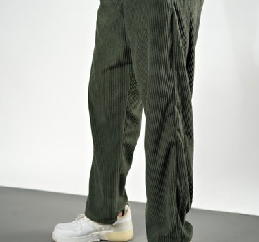 Korean Baggy Fit Corduroy Jogger Pants Dark Green