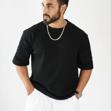 ISAAC OVERSIZED SELF STRIPE TEXTURED TSHIRT