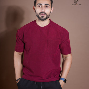 Eternals oversized Textured Stretchable  Tshirt Wine