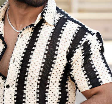 Bohemian Crochet Striped Shirt