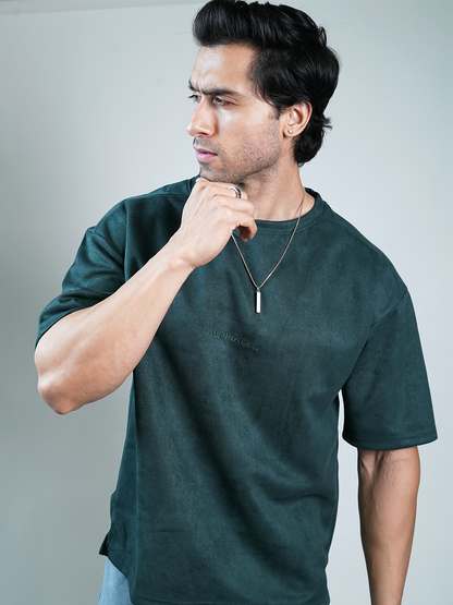 SUEDE EMBROIDERED OVERSIZED TSHIRT