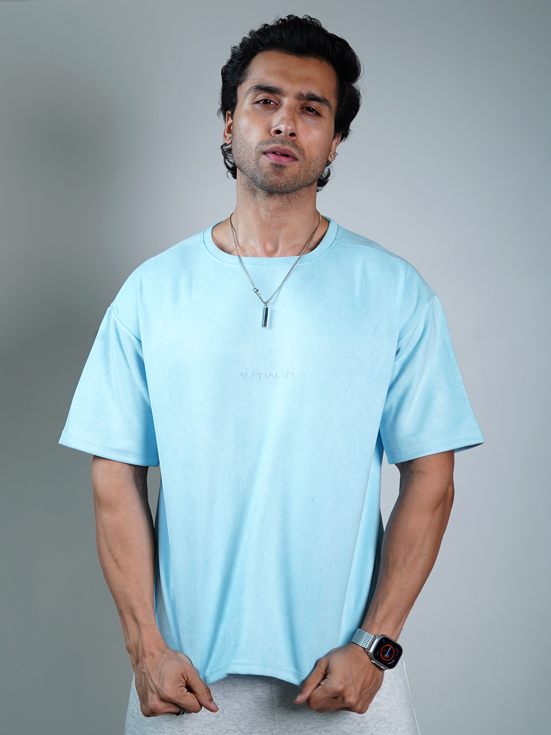 SUEDE EMBROIDERED OVERSIZED TSHIRT