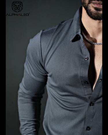Leo Luxury Tencel™️ Lycra Shirt in Dark Grey color