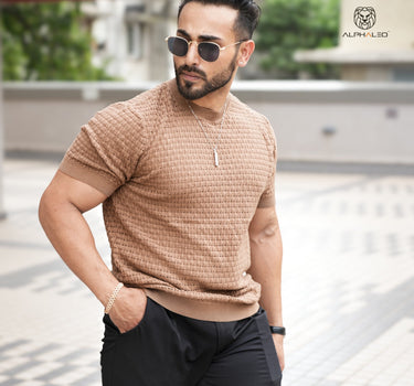 Bottega Jacquard knitted Beige T-shirt