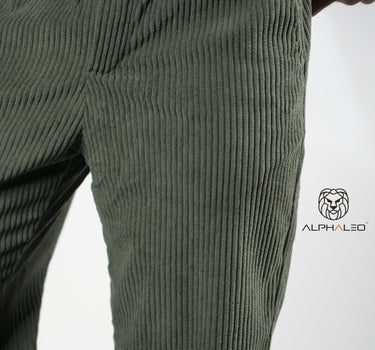 Korean Baggy Fit Corduroy Jogger Pants Dark Green