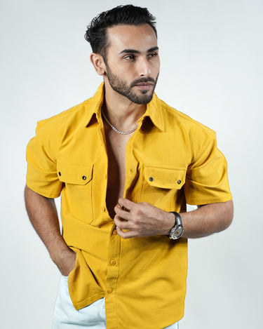 Nexus Luxury Cuban Shirt in Mustard color