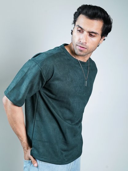SUEDE EMBROIDERED OVERSIZED TSHIRT