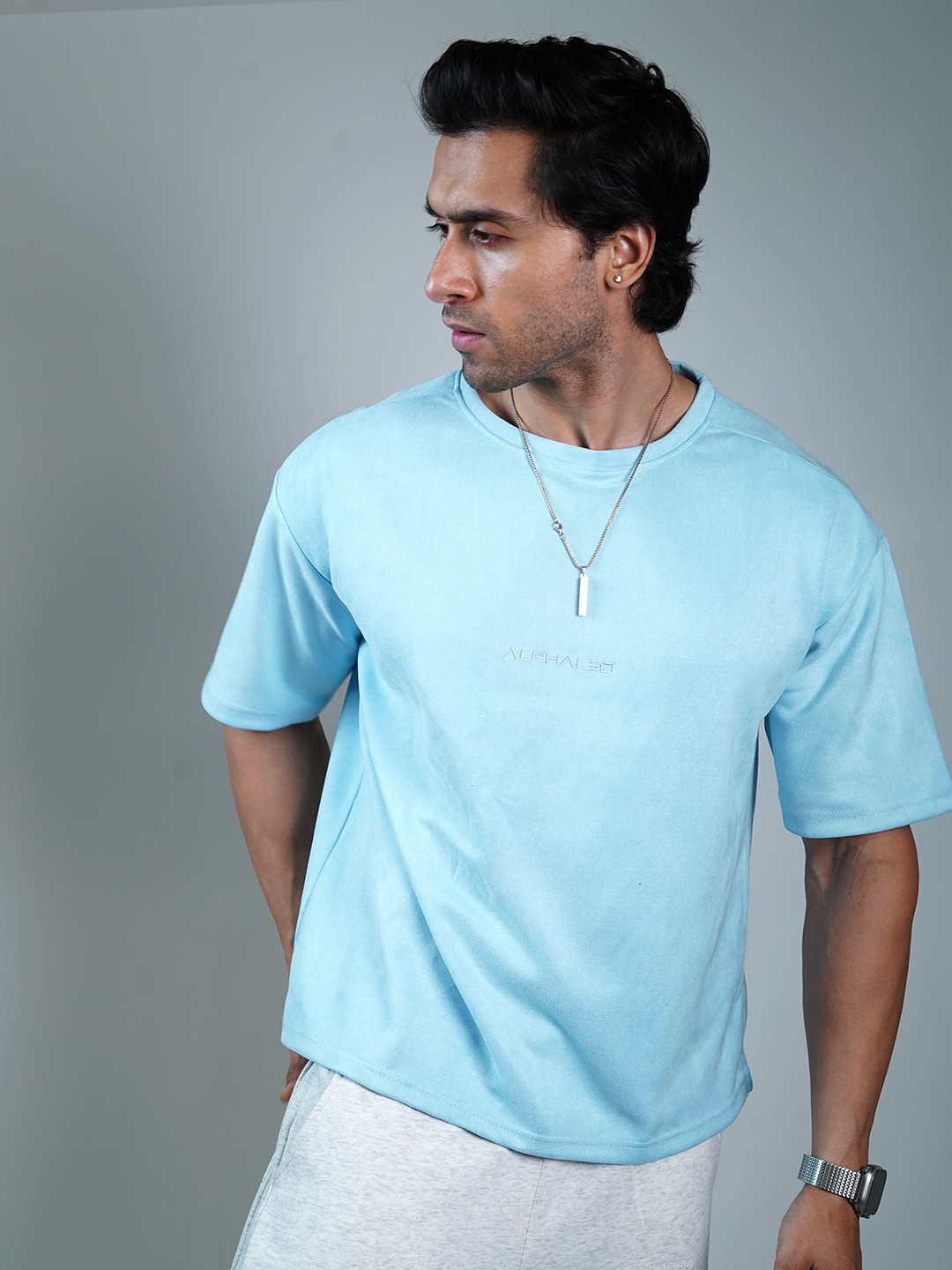 SUEDE EMBROIDERED OVERSIZED TSHIRT