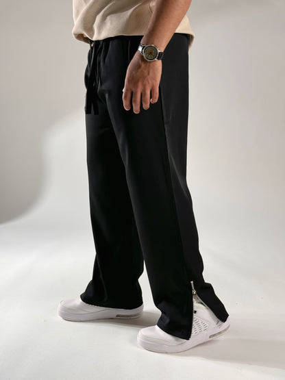 BLACK KOREAN STREET FIT ICE SILK VISCOSE JOGGER PANTS