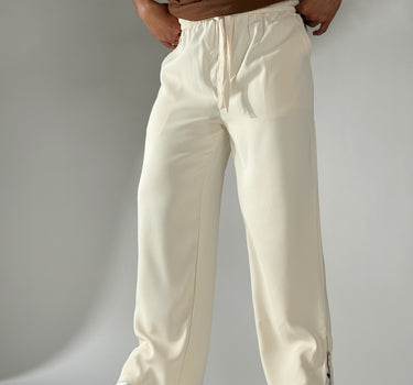 Ivory Korean Street Fit Ice Silk Viscose Jogger Pants