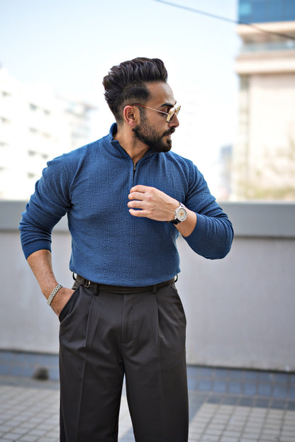 MONARCH QUARTER ZIP TEXTURED KNITTED POLO