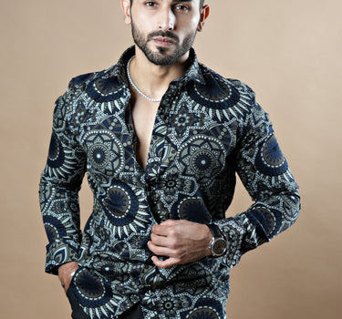  Paisley Print Coudroy Texrured Shirt