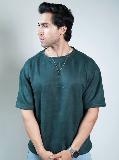 SUEDE EMBROIDERED OVERSIZED TSHIRT