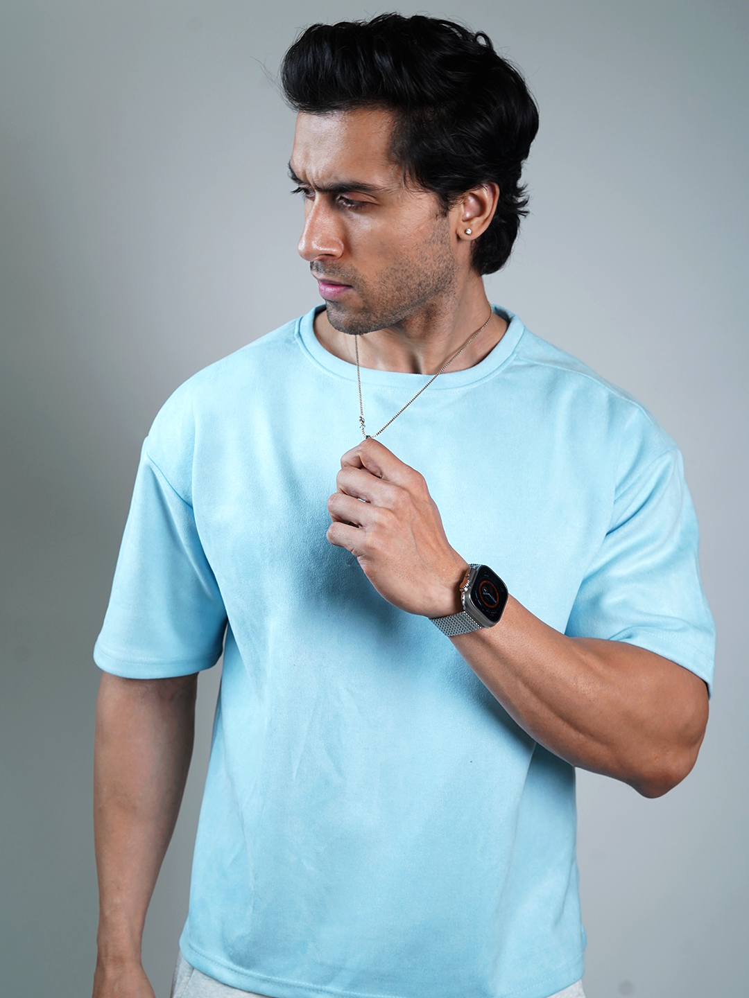 SUEDE EMBROIDERED OVERSIZED TSHIRT