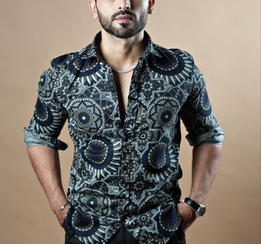  Paisley Print Coudroy Texrured Shirt