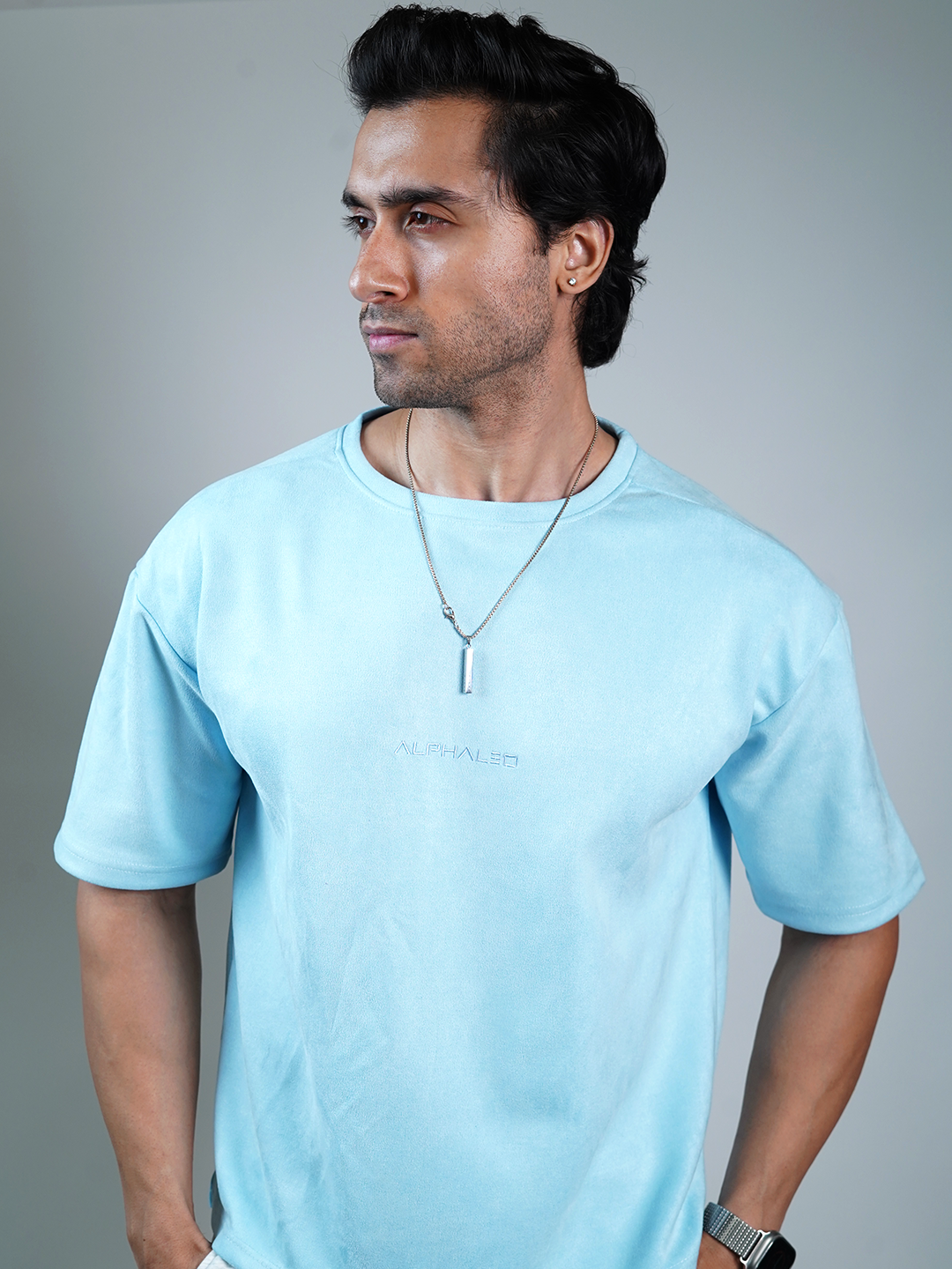 SUEDE EMBROIDERED OVERSIZED TSHIRT
