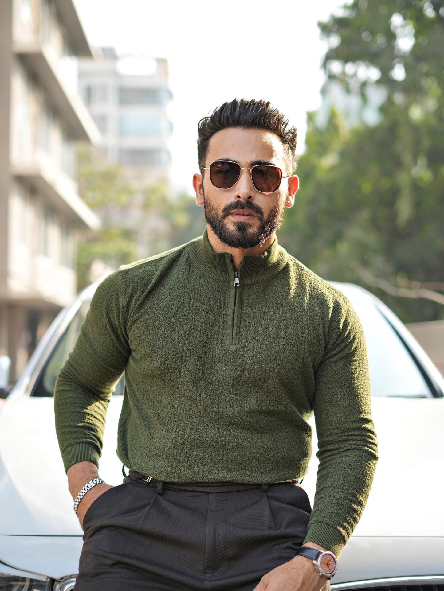 MONARCH QUARTER ZIP TEXTURED KNITTED POLO