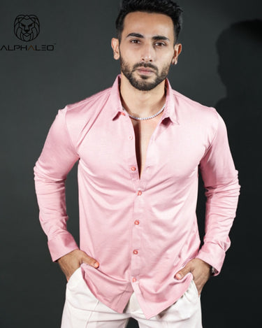 Leo Luxury Tencel™️ Lycra shirt in Baby Pink color