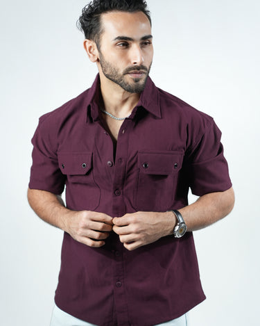 Nexus Premium Cuban Shirt in Wine color