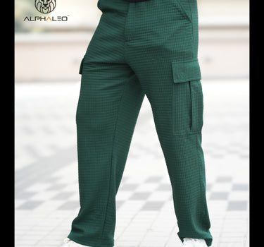 Korean Baggy Fit Structured Cargo Pants Green