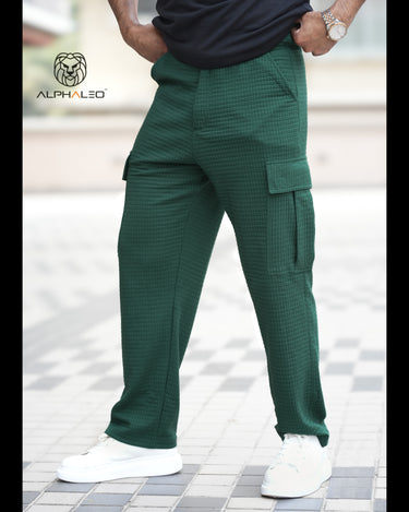 Korean Baggy Fit Structured Cargo Pants Green
