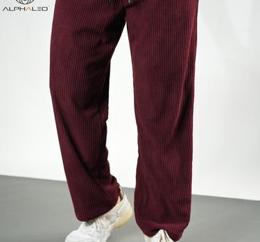 Korean Baggy Fit Corduroy Jogger Pants Wine