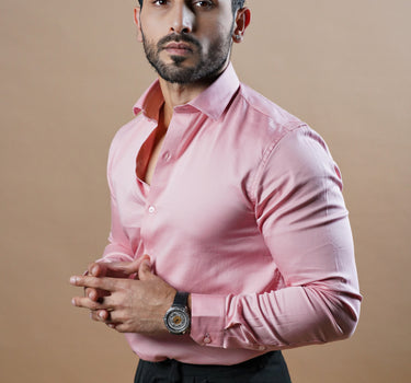 Satin Edit Luxury Stretch Shirt Pink