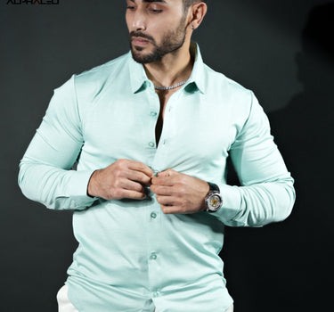 Leo Luxury Tencel™️ Lycra Shirt in Mint Green color