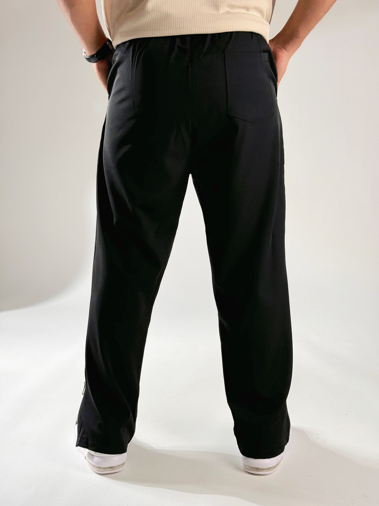 BLACK KOREAN STREET FIT ICE SILK VISCOSE JOGGER PANTS