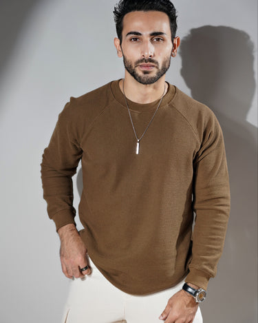 Classic Raglan Long sleeves Relaxed fit Sweatshirt in Brown color