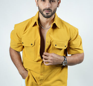 Nexus Luxury Cuban Shirt in Mustard color