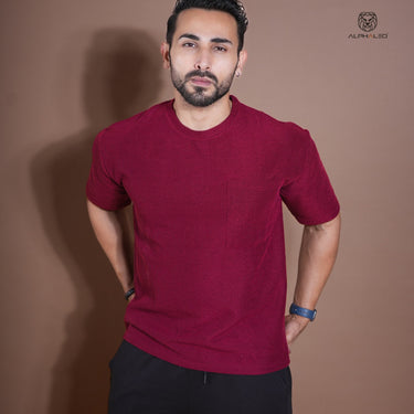 Eternals oversized Textured Stretchable  Tshirt Wine