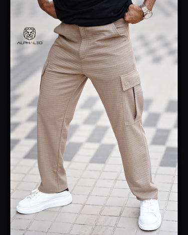 Korean Baggy Fit Structured Cargo Pants Cornstalk Beige