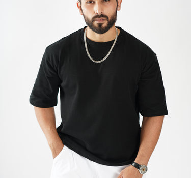 ISAAC OVERSIZED SELF STRIPE TEXTURED TSHIRT