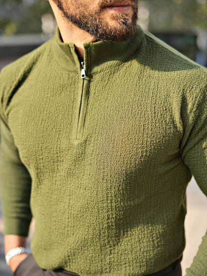 MONARCH QUARTER ZIP TEXTURED KNITTED POLO