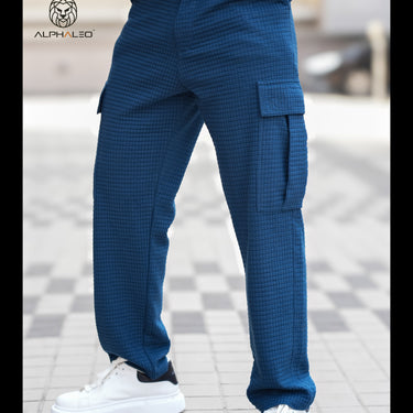 Korean Baggy Fit Structured Cargo Pants Denim Blue