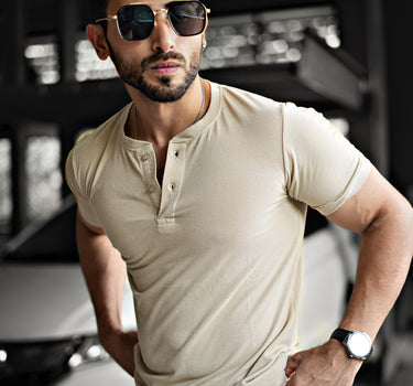 Alpha Classic Henley Champagne