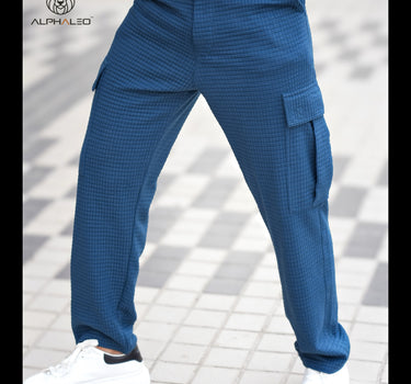 Korean Baggy Fit Structured Cargo Pants Denim Blue